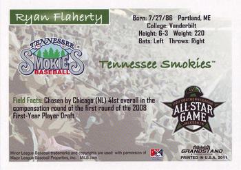 2011 Grandstand Southern League All-Stars North Division #NNO Ryan Flaherty Back