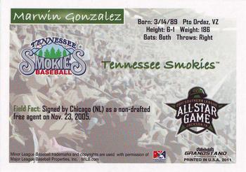 2011 Grandstand Southern League All-Stars North Division #NNO Marwin Gonzalez Back