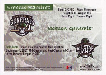 2011 Grandstand Southern League All-Stars North Division #NNO Erasmo Ramirez Back