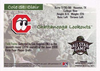 2011 Grandstand Southern League All-Stars North Division #NNO Cole St. Clair Back