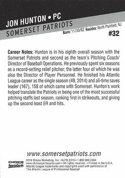 2019 Choice Somerset Patriots #32 Jon Hunton Back