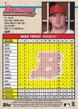 2020 Bowman Heritage #1 Mike Trout Back
