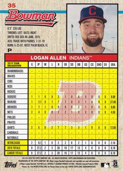 2020 Bowman Heritage #35 Logan Allen Back