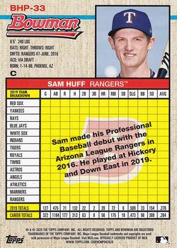 2020 Bowman Heritage - Prospects Black & White #BHP-33 Sam Huff Back