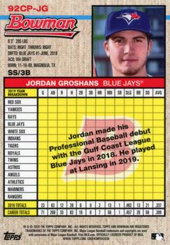2020 Bowman Heritage - Chrome Prospects #92CP-JG Jordan Groshans Back