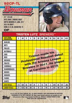 2020 Bowman Heritage - Chrome Prospects #92CP-TL Tristen Lutz Back