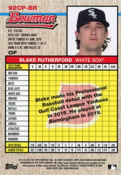 2020 Bowman Heritage - Chrome Prospects Blue #92CP-BR Blake Rutherford Back