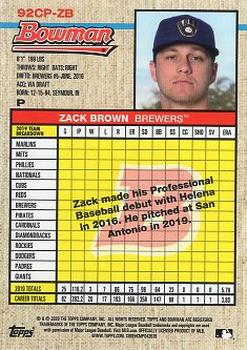 2020 Bowman Heritage - Chrome Prospects Gold #92CP-ZB Zack Brown Back