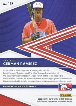 2020 Panini Elite Extra Edition - Aspirations Green #196 German Ramirez Back