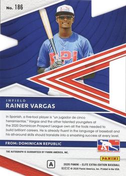 2020 Panini Elite Extra Edition - DPL Prime Numbers A Die Cut Signatures #186 Rainer Vargas Back