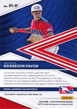 2020 Panini Elite Extra Edition - DPL Signatures #DPL-KP Keiderson Pavon Back