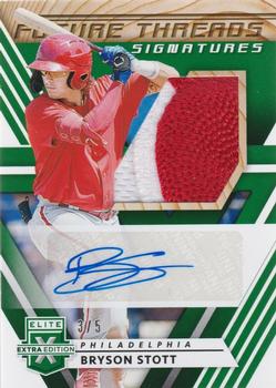 2020 Panini Elite Extra Edition - Future Threads Signatures Emerald #FTS-BS Bryson Stott Front