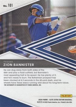 2020 Panini Elite Extra Edition - Opti-Chrome Signatures #101 Zion Bannister Back