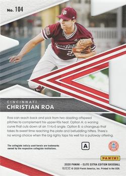 2020 Panini Elite Extra Edition - Prime Numbers A Die Cut #104 Christian Roa Back