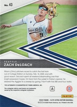 2020 Panini Elite Extra Edition - Prime Numbers A Signatures #43 Zach DeLoach Back