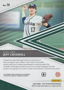 2020 Panini Elite Extra Edition - Prime Numbers B #58 Jeff Criswell Back