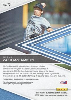 2020 Panini Elite Extra Edition - Signatures #75 Zach McCambley Back