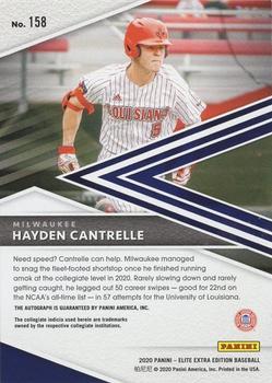 2020 Panini Elite Extra Edition - Signatures #158 Hayden Cantrelle Back