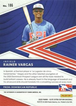 2020 Panini Elite Extra Edition - Signatures #186 Rainer Vargas Back
