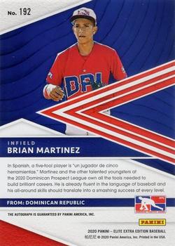 2020 Panini Elite Extra Edition - Signatures #192 Brian Martinez Back