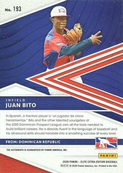 2020 Panini Elite Extra Edition - Signatures #193 Juan Bito Back