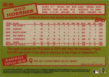 2020 Topps On-Demand Set 23: Topps Mini - 1985 Topps Baseball 35th Anniversary #85-95 Nico Hoerner Back