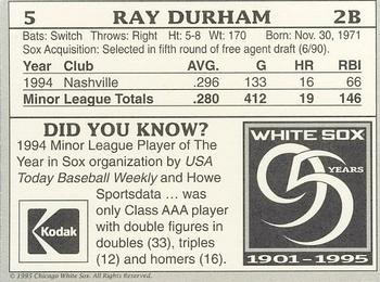 1995 Kodak Chicago White Sox #NNO Ray Durham Back