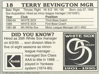 1995 Kodak Chicago White Sox #NNO Terry Bevington Back