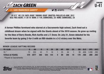 2020 Topps Chrome Update #U-41 Zach Green Back