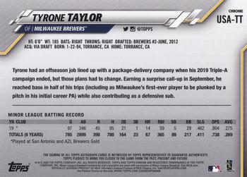 2020 Topps Chrome Update - Autographs #USA-TT Tyrone Taylor Back
