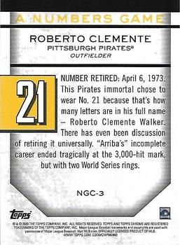 2020 Topps Chrome Update - A Numbers Game #NGC-3 Roberto Clemente Back
