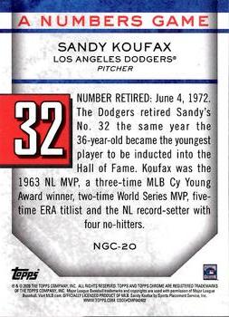 2020 Topps Chrome Update - A Numbers Game #NGC-20 Sandy Koufax Back