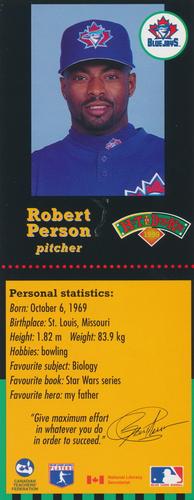 1999 Hit the Books Bookmarks Toronto Blue Jays #NNO Robert Person Front