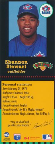 1999 Hit the Books Bookmarks Toronto Blue Jays #NNO Shannon Stewart Front