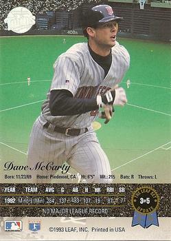 1993 Leaf - Gold Leaf Rookies Update #3 Dave McCarty Back