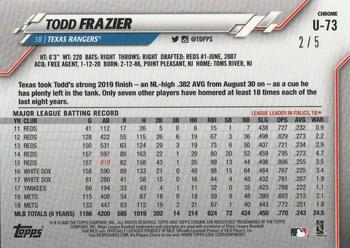 2020 Topps Chrome Update Sapphire Edition - Red #U-73 Todd Frazier Back