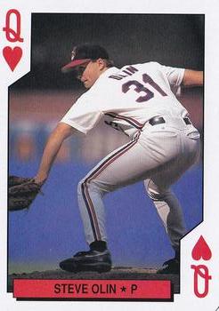 1992 Kahn's Cleveland Indians Playing Cards #Q♥ Steve Olin Front