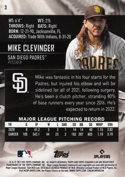 2021 Stadium Club #3 Mike Clevinger Back