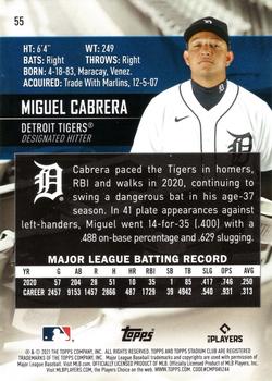 2021 Stadium Club #55 Miguel Cabrera Back