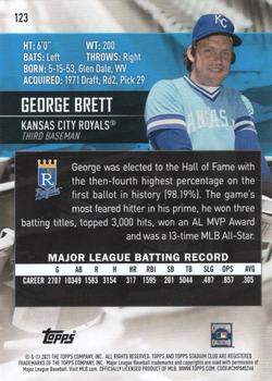 2021 Stadium Club #123 George Brett Back