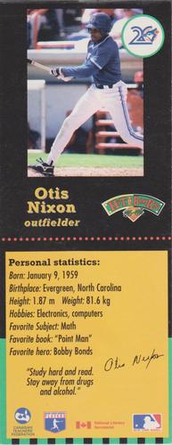 1995-96 Hit the Books Toronto Blue Jays Bookmarks #NNO Otis Nixon Front