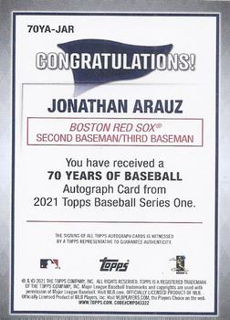 2021 Topps - 70 Years of Baseball Autographs #70YA-JAR Jonathan Arauz Back