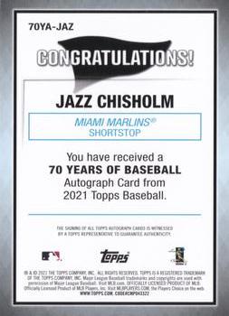 2021 Topps - 70 Years of Baseball Autographs #70YA-JAZ Jazz Chisholm Back