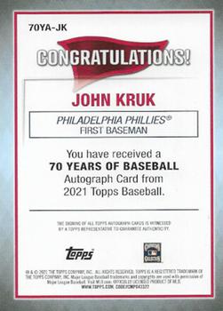 2021 Topps - 70 Years of Baseball Autographs #70YA-JK John Kruk Back