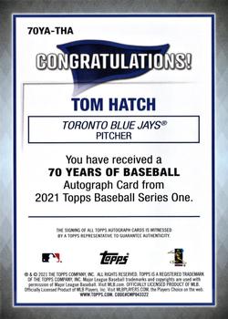 2021 Topps - 70 Years of Baseball Autographs #70YA-THA Thomas Hatch Back