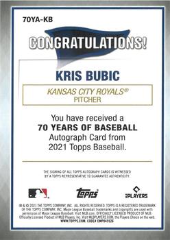 2021 Topps - 70 Years of Baseball Autographs #70YA-KB Kris Bubic Back