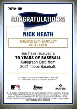 2021 Topps - 70 Years of Baseball Autographs #70YA-NH Nick Heath Back