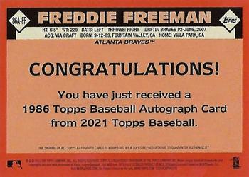 2021 Topps - 1986 Topps Baseball 35th Anniversary Autographs #86A-FF Freddie Freeman Back