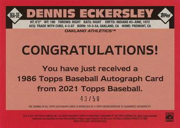2021 Topps - 1986 Topps Baseball 35th Anniversary Autographs Gold #86A-DE Dennis Eckersley Back