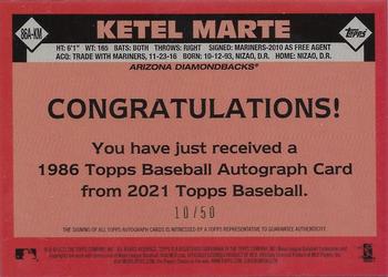 2021 Topps - 1986 Topps Baseball 35th Anniversary Autographs Gold #86A-KM Ketel Marte Back